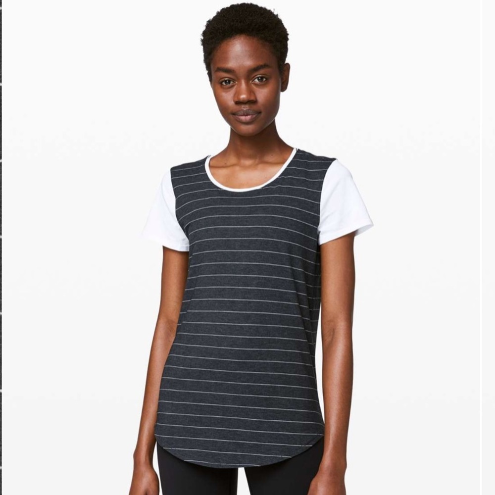 Lululemon Love Tee Crew | Heathered Black White/White